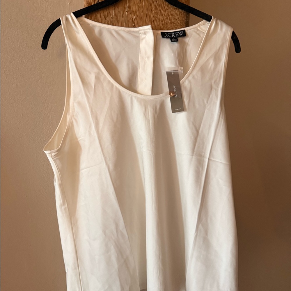 NWT J. Crew White Sleeveless Tank Top LARGE - Picture 1 of 2